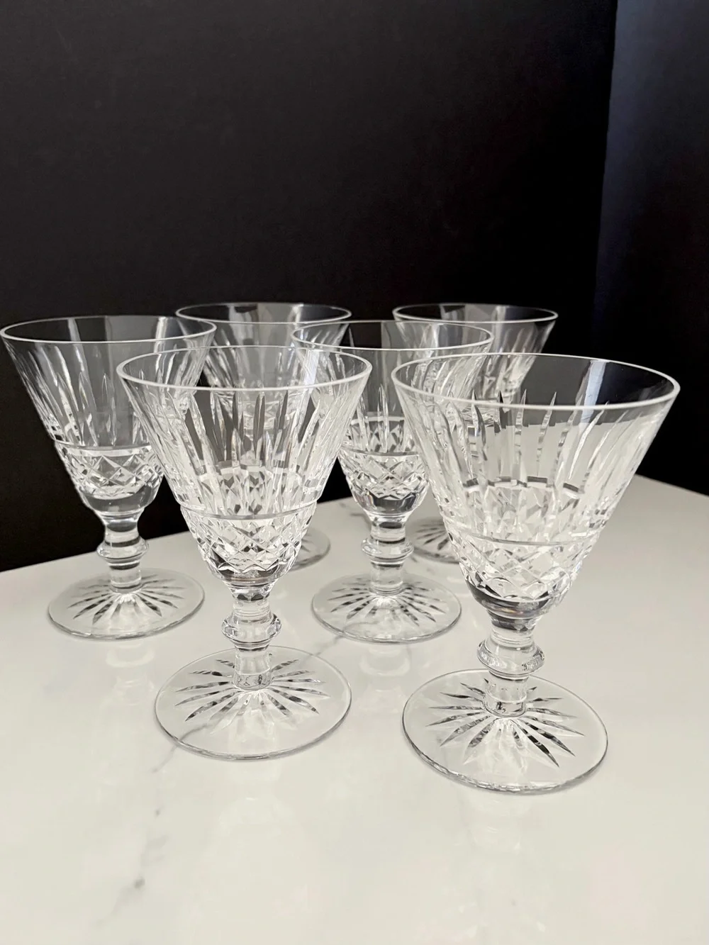 SET of 6 Tramore Claret Glasses by Waterford Crystal
